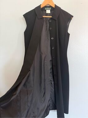 VTG 1970s Harvé Benard Sleeveless Blazer Overcoat Button-Front Long Open Dress